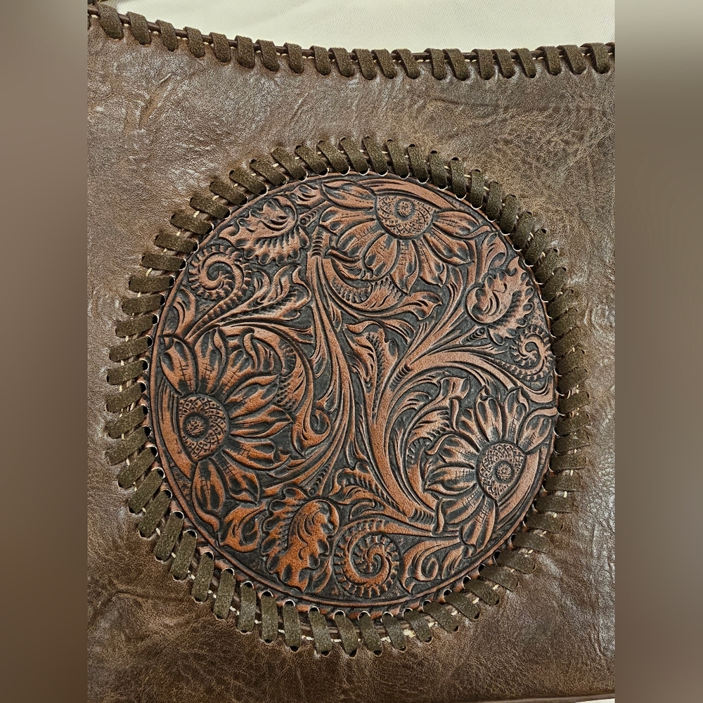 Montana West Tooled Pu Leather Floral Adjustable Crossbody Bag - Picture 2 of 16